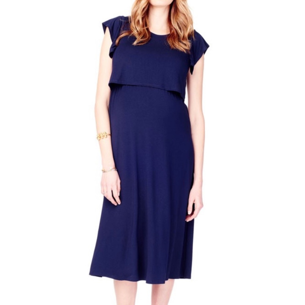 Ingrid and Isabel double layer midi maternity and nursing dress